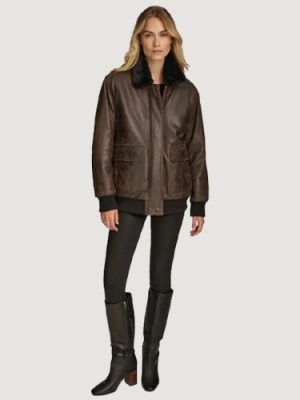 Women’s Everleigh Brown Faux Fur Lined Bomber
