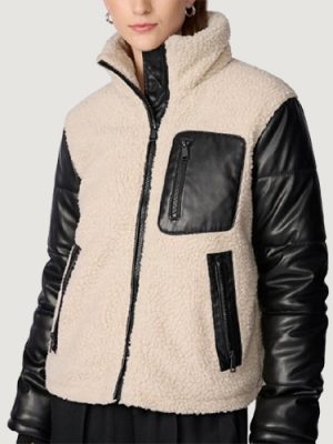Women’s Faux Black Leather Sherpa Jacket