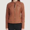 Women’s Faux Leather Brown Scuba Jacket