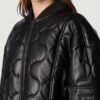 Women’s Faux Leather Oversized Quilted Black Jacket - Image 2