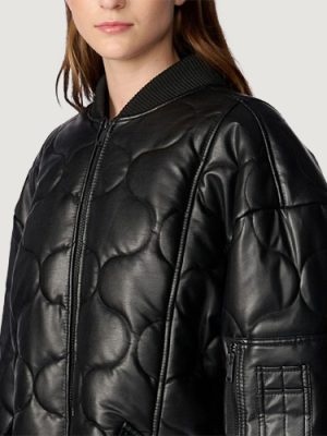 Women’s Faux Leather Oversized Quilted Black Jacket