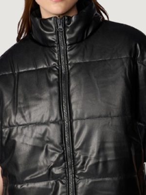 Women’s Faux Leather Reversible Black Oversized Vest