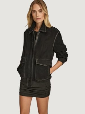 Women’s Flora Oversized Black Bomber Jacket