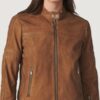 Women’s Harlow Racer Brown Jacket - Image 2
