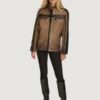 Women’s Jade Color Block Racer Brown Jacket