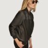 Women’s Jayda Studded Black Bomber Jacket - Image 2