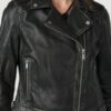 Women’s Lauren Long Belted Black Leather Jacket - Image 2