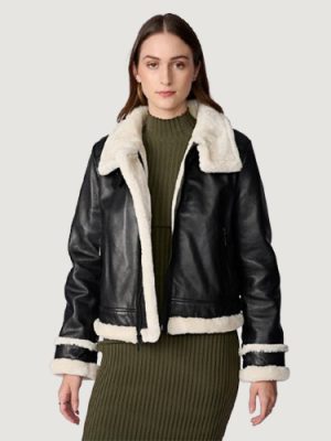 Women’s Jodi Leather Black Shearling Jacket