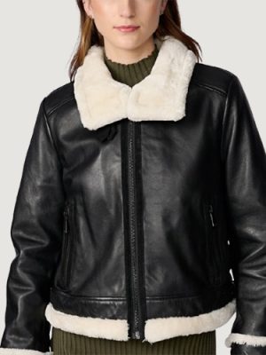 Women’s Jodi Leather Black Shearling Jacket