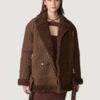 Women’s Kat Suede Faux Fur Brown Lined Jacket