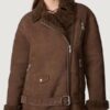 Women’s Kat Suede Faux Fur Brown Lined Jacket - Image 2