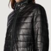 Women’s Katrina Leather Packable Black Puffer Jacket - Image 2