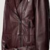 Women’s Kim Oversized Brown Leather Moto Jacket - Image 2