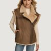 Women’s Kinsley Faux Shearling Brown Moto Vest