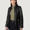Women’s Lauren Long Belted Black Leather Jacket