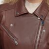Women’s Leather Brown Jacket With Metallic - Image 2