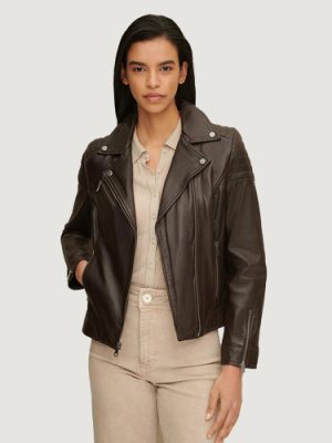 Women’s Leather Brown Moto Jacket