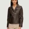 Women’s Leather Brown Moto Jacket