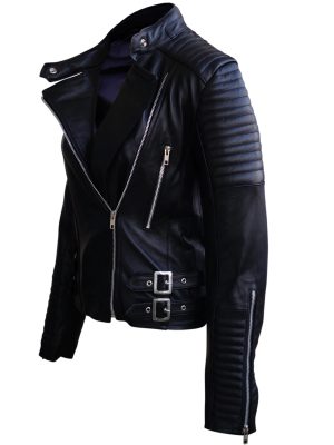Women’s Leather Skin Black Brando Padded Genuine Leather Jacket