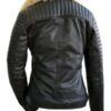 Women’s Leather Skin Brando Black Fur Jacket - Image 2