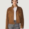 Women’s Leslie Cropped Brown Moto Jacket