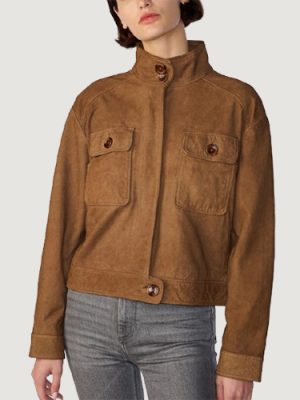 Women’s Leslie Cropped Brown Moto Jacket