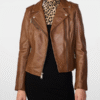 Women’s Madeline Asymmetrical Brown Leather Jacket