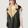 Women’s Madison Sherpa Black Leather Vest
