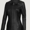 Women’s Marsha Black Leather Car Coat