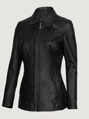 Women’s Marsha Black Leather Car Coat