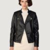 Women’s Monica Black Asymmetrical Leather Jacket