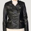 Women’s Monica Black Asymmetrical Leather Jacket - Image 2