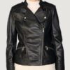 Women’s Monica Asymmetrical Black Leather Jacket - Image 2