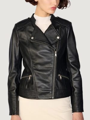 Women’s Monica Asymmetrical Black Leather Jacket