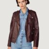 Women’s Monica Asymmetrical Ox Red Leather Jacket