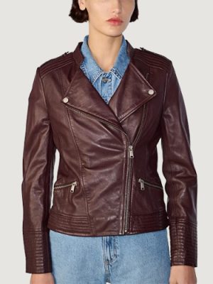 Women’s Monica Asymmetrical Ox Red Leather Jacket