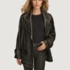 Women’s Myla Studded Black Moto Jacket - Image 2