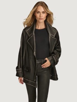 Women’s Myla Studded Black Moto Jacket
