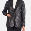 Women’s Norma Black Leather Blazer - Image 2