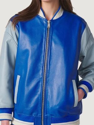 Women’s Raven Oversized Blue Varsity Jacket