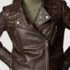 Women’s Rebecca Hand Painted Brown Leather Moto Jacket - Image 2