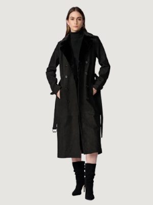 Women’s Savannah Black Faux Fur Trench