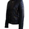 Women’s Sophie Marceau Black Padded Quilted Celebrity Leather Jacket - Image 2