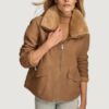 Women’s Stormi Faux Brown Shearling Aviator Jacket