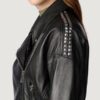 Women’s Victoria Embellished Black Moto Jacket - Image 2