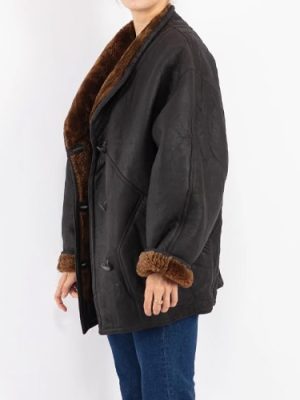 Women’s Vintage 80’s Black Sheepskin Shearling Coat