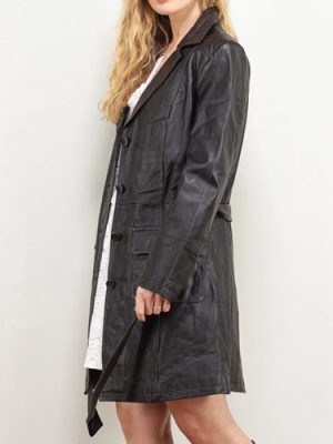Women’s Vintage 90’s Leather Black Coat