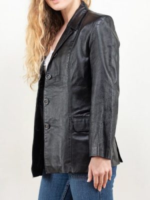 Women’s Vintage Sheepskin 80’s Black Leather Jacket