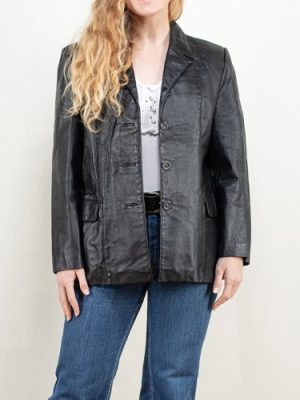 Women’s Vintage Sheepskin 80’s Black Leather Jacket