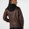 Men’s Cooper Racer Leather Jacket With Removable Hood - Image 2